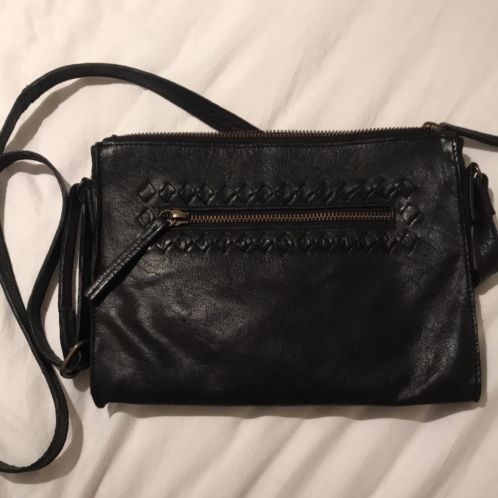 Day & Mood leather purse with vintage look and unique design in black.
